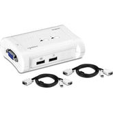 Trendnet Tk 207k 2 Port Usb Kvm Switch & Cable Kit 2048 X 1536 Resolution Device Monitoring, Auto Scan For Windows And Linux